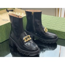 Gucci Heel 6cm Women's GG and Crystal ankle boots Black 2024