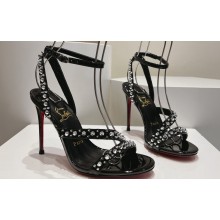 Christian Louboutin Heel 10cm Mafaldina Spikes Leather Sandals Black 2024