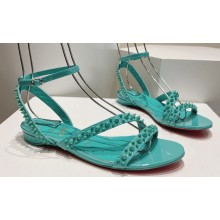 Christian Louboutin Heel 1.5cm Mafaldina Spikes Leather Sandals Green 2024