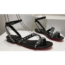 Christian Louboutin Heel 1.5cm Mafaldina Spikes Leather Sandals Black 2024