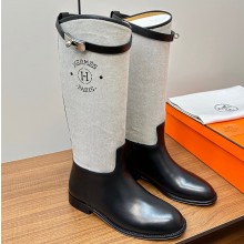 Hermes Jumping boots in calfskin and canvas 2024