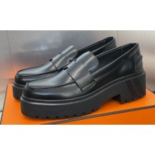 Hermes Heel 4.5cm Ivy loafers in calfskin Black 2024