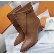 Hermes Heel 9cm Hanae ankle boots in Suede Goatskin Calfskin Brown 2024