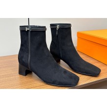 Hermes Heel 4.5cm Hommage ankle boots in Suede calfskin Black 2024