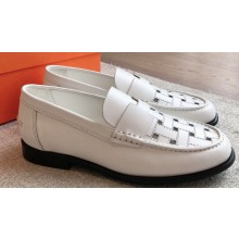 Hermes Kennedy loafers in supple calfskin White with "H" cut-out detail 2024