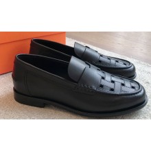 Hermes Kennedy loafers in supple calfskin Black with "H" cut-out detail 2024
