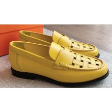 Hermes Kennedy loafers in supple calfskin Yellow with "H" cut-out detail 2024