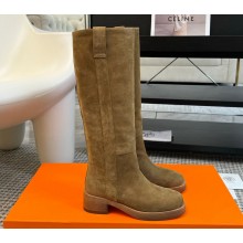 Hermes Heel 4.5cm Horse boots in suede calfskin brun fumé 2024