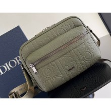 Dior Rider 2.0 Zipped Messenger Bag in Khaki Dior Gravity Leather and Khaki Grained Calfskin 2024