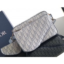 Dior Saddle Triple Pouch Bag in Deep Gray Dior Oblique Jacquard 2024