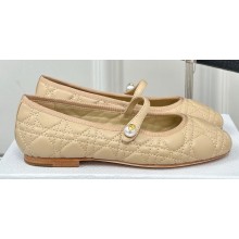 Dior Ballet Flats with Strap in Quilted Cannage Calfskin Beige 2024