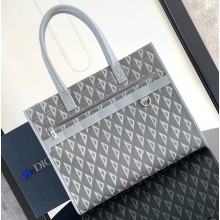 Dior Safari Tote Bag in Gray CD Diamond Canvas and Grained Calfskin 2024