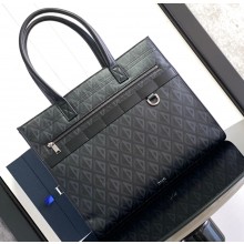 Dior Safari Tote Bag in Black CD Diamond Canvas and Grained Calfskin 2024