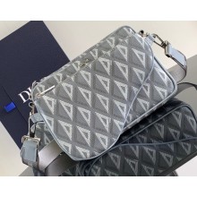 Dior Saddle Triple Pouch Bag in Gray CD Diamond Canvas 2024