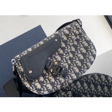 Dior Saddle Messenger Bag in Beige and Black Dior Oblique Jacquard and Black Grained Calfskin 2024