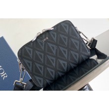 Dior Zipped Pouch Bag with Strap in Black CD Diamond Canvas 2024