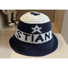 Dior D-Tulipe Cloche Hat in Blue and White Cotton Knit Blend 2024