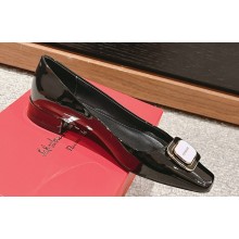 Ferragamo Metal Buckle Ballet Flats in patent leather Black 2024