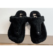 Loewe Ease Toe post shearling Women/Men sandals Black 2024