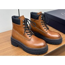 Prada Leather and Re-Nylon booties 1T704N Cognac 2024