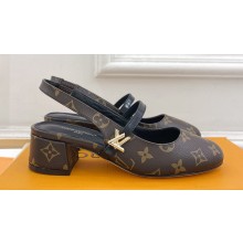 Louis Vuitton Heel 3.5cm Romy Slingback Pumps Monogram Canvas 2024