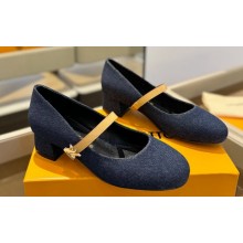 Louis Vuitton Romy Mary Jane Pumps Denim Dark Blue 2024