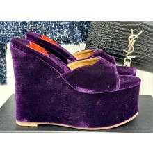 Alaia Heel 13.5cm Platform 3cm velvet Wedge Mules Purple 2024