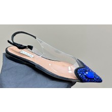 Alaia Le Cœur Flat Slingbacks In Patent Calfskin Crystal Blue 2024
