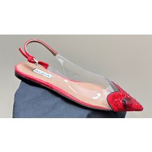 Alaia Le Cœur Flat Slingbacks In Patent Calfskin Crystal Red 2024
