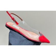 Alaia Le Cœur Flat Slingbacks In Patent Calfskin Red 2024