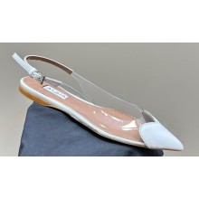 Alaia Le Cœur Flat Slingbacks In Patent Calfskin White 2024