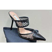 Alaia Heel 10.5cm Le Cœur Heart Mules In Fishnet Black 2024