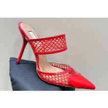 Alaia Heel 10.5cm Le Cœur Heart Mules In Fishnet Red 2024