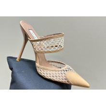 Alaia Heel 10.5cm Le Cœur Heart Mules In Fishnet Nude 2024