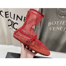 Alaia Fishnet High Ballet Flats Red 2024