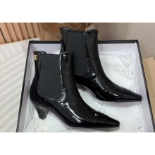Chanel Heel 5cm CC Logo Ankle Boots Crinkled Calfskin Black 2024