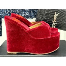 Alaia Heel 13.5cm Platform 3cm velvet Wedge Mules Red 2024