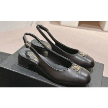 Chanel Heel 4.5cm Calfskin Slingbacks G45768 Black 2024