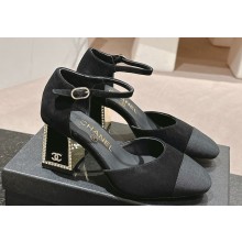 Chanel Crystal Heel Mary Janes G45235 Suede Black 2024
