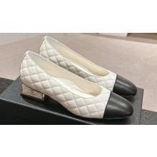 Chanel Metal Heel Pumps Quilting Leather White 2024