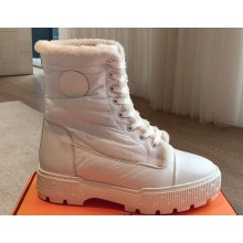 Hermes Fresh Women/Men ankle boots in parachute fabric and calfskin White with shearling lining 2024
