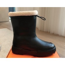 Hermes Journey Women/Men ankle boots in calfskin Black with shearling lining 2024