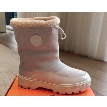 Hermes Journey Women/Men ankle boots in suede calfskin and calfskin Gray with shearling lining 2024