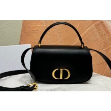 Dior Small 30 Montaigne Avenue Top Handle Bag in Black Ribbed Calfskin 2024