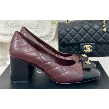 Chanel Heel 7cm Calfskin & Lambskin Quilting Pumps G45879 Burgundy 2024