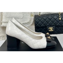 Chanel Heel 7cm Calfskin & Lambskin Quilting Pumps G45879 White 2024