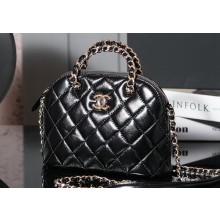 Chanel Shiny Lambskin & Gold-Tone Metal Small Tote Bag AS5130 Black 2024