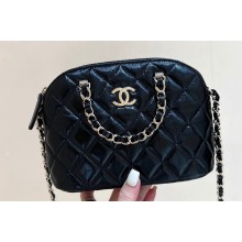 Chanel Shiny Lambskin & Gold-Tone Metal Small Tote Bag AS5130 Black 2024 (ORIGINAL QUALITY)