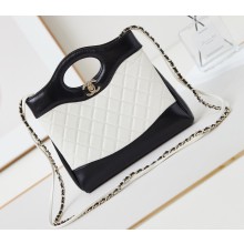 Chanel Shiny Lambskin & Gold-Tone Metal CHANEL 31 Mini Shopping Bag AS4133 White/Black 2024