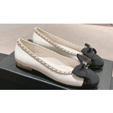 Chanel Chain Around and Bow Ballet Flats Leather/Grosgrain White 2024